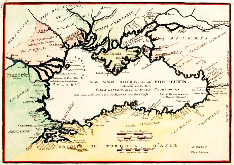 «La Mer Noire Autrefois Pont-Euxin, Cara-Denghis Et par les Cosaques, Nikolas de Fer (Paris, 1705)/Николя де Фера (Париж, 1705)»